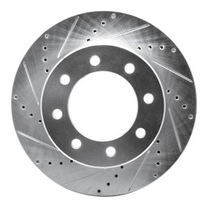 Dodge Ram 3500 Brake Rotor (1) - Front Left - R1 Concepts - Drilled & Slotted - Silver - `09-`25